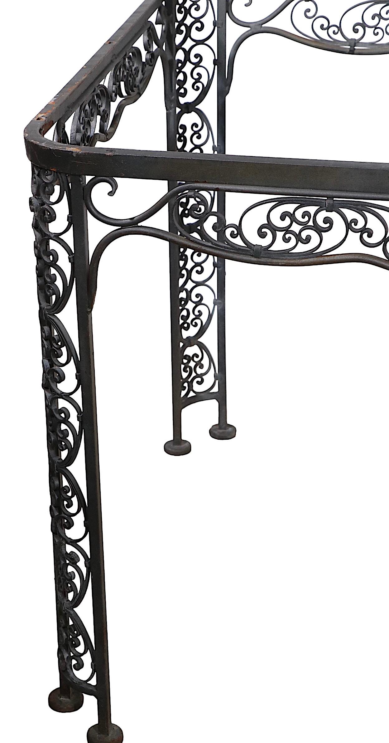 Ornate Wrought Iron Garden Patio Poolside Dining Table by Lee Woodard, c 1940's For Sale 4