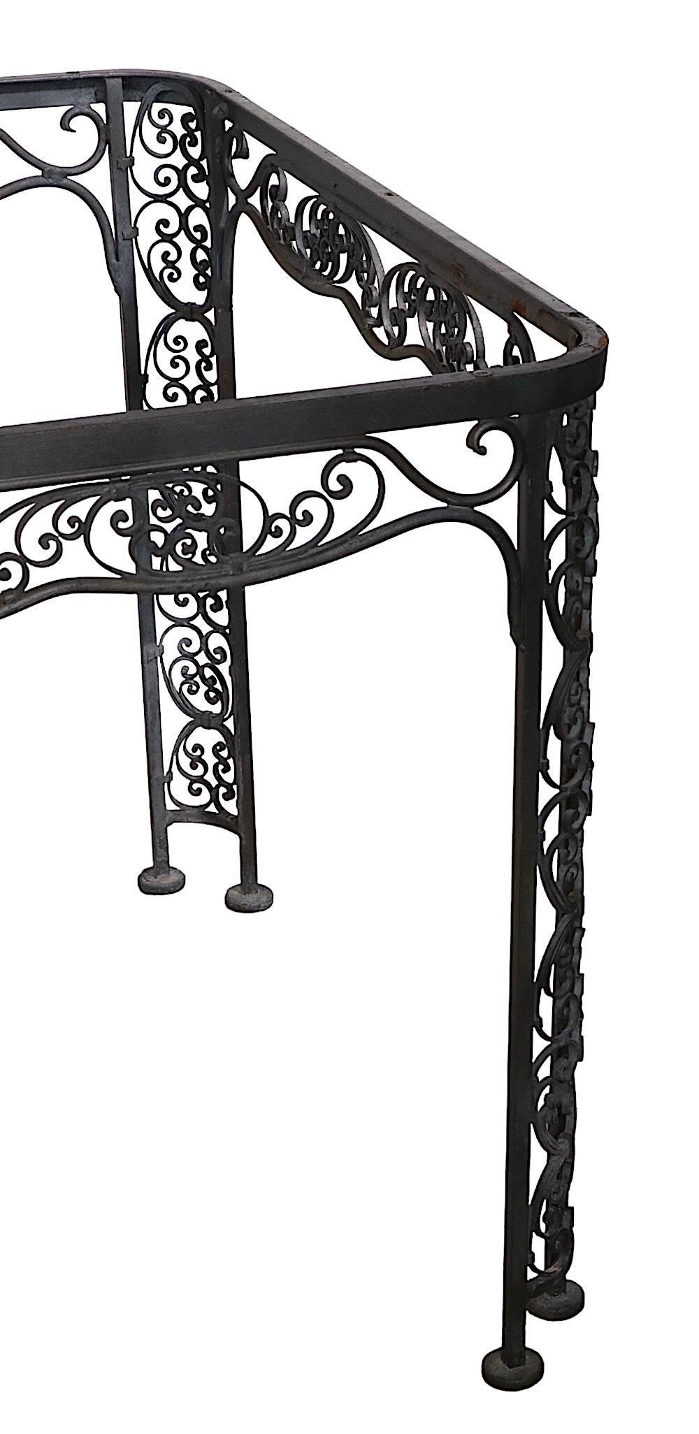 Ornate Wrought Iron Garden Patio Poolside Dining Table by Lee Woodard, c 1940's For Sale 5