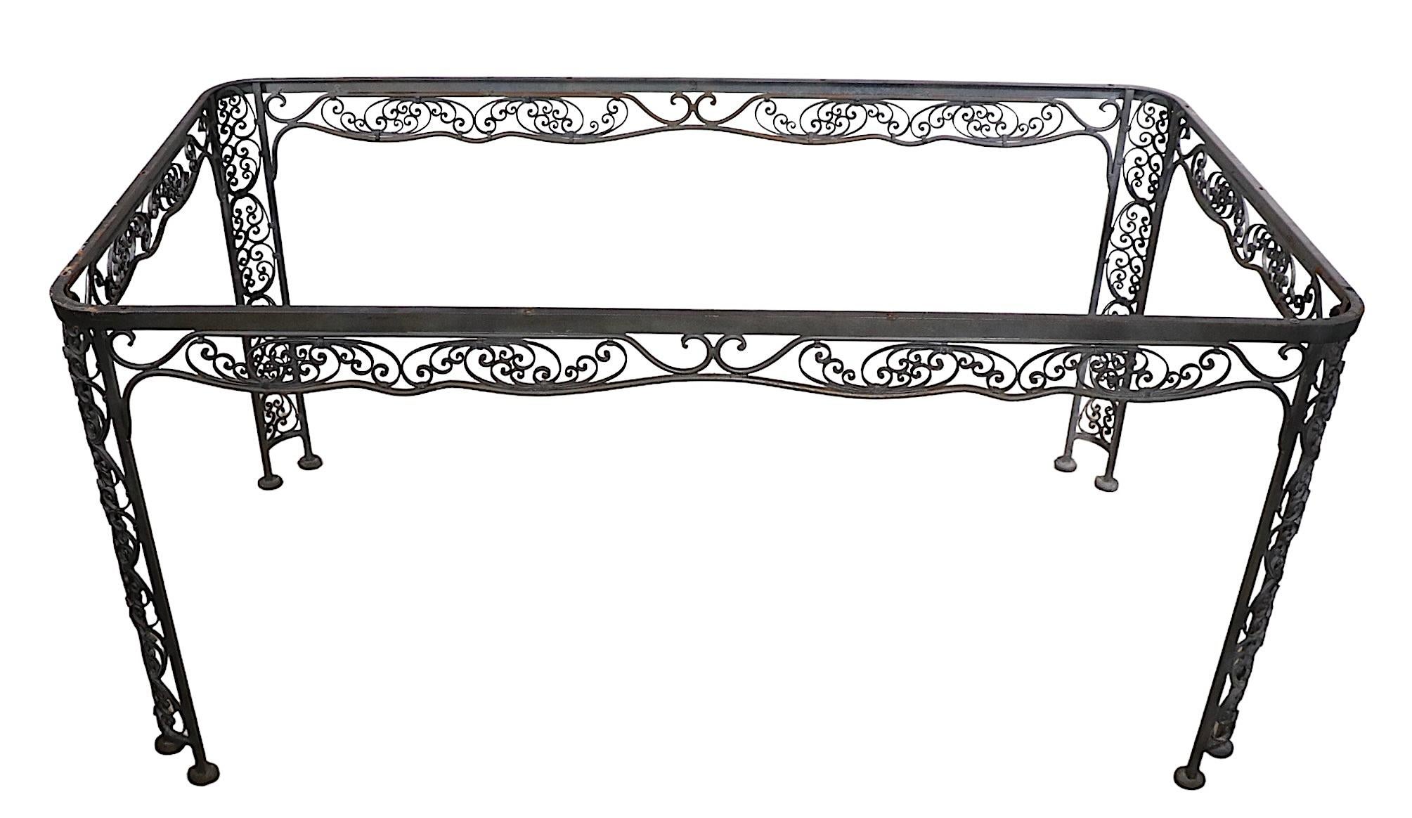 Ornate Wrought Iron Garden Patio Poolside Dining Table by Lee Woodard, c 1940's For Sale 7