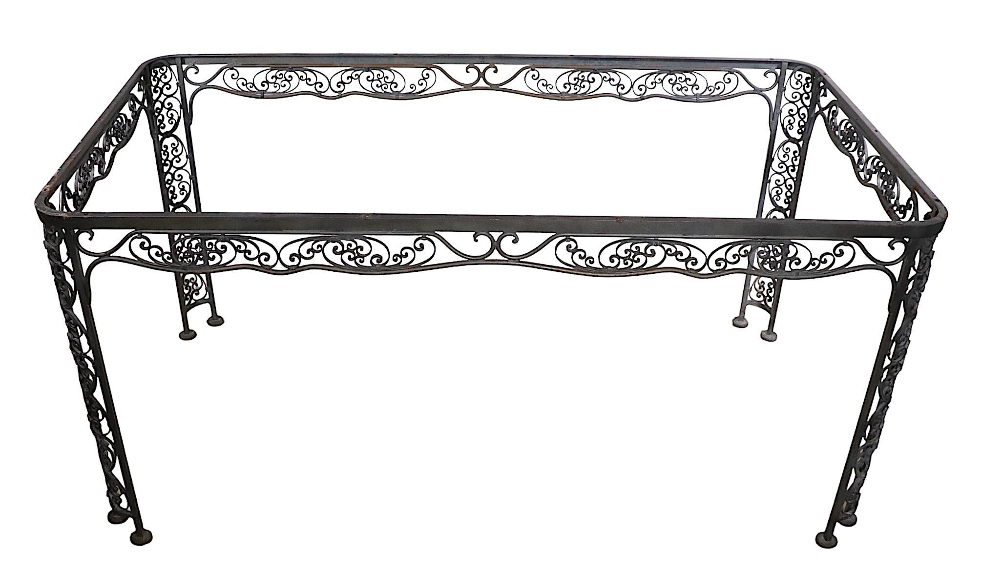 Ornate Wrought Iron Garden Patio Poolside Dining Table by Lee Woodard, c 1940's For Sale 6