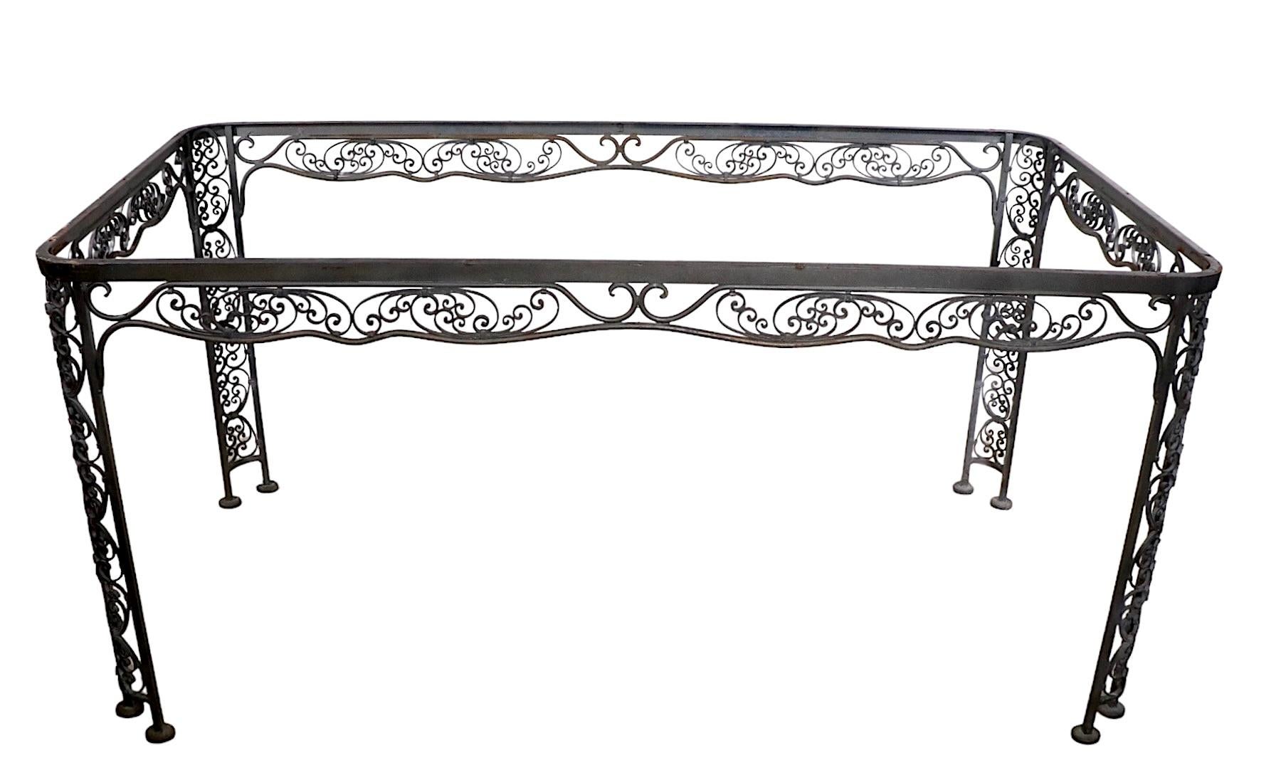 Ornate Wrought Iron Garden Patio Poolside Dining Table by Lee Woodard, c 1940's For Sale 9
