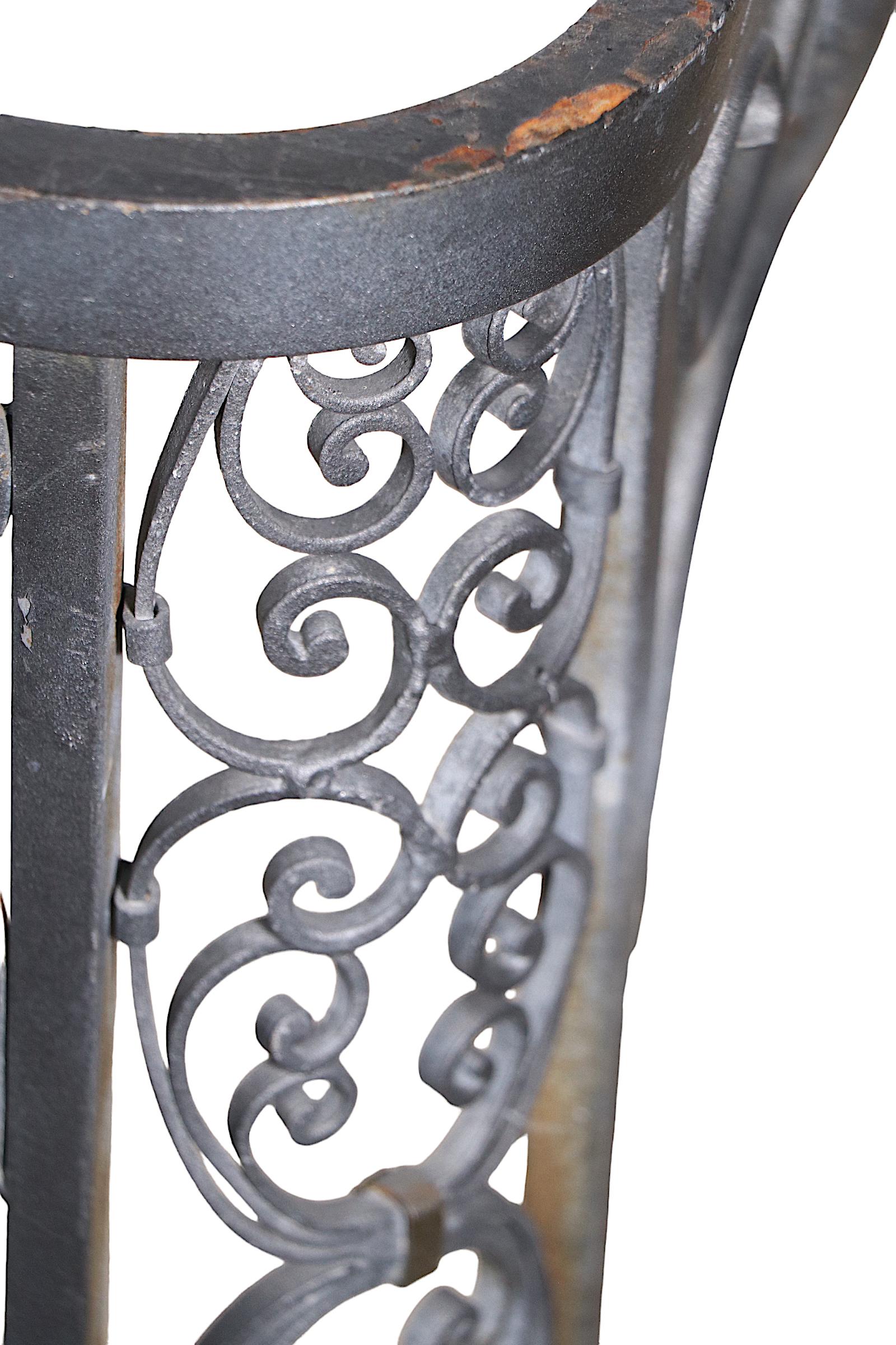 Ornate Wrought Iron Garden Patio Poolside Dining Table by Lee Woodard, c 1940's For Sale 1