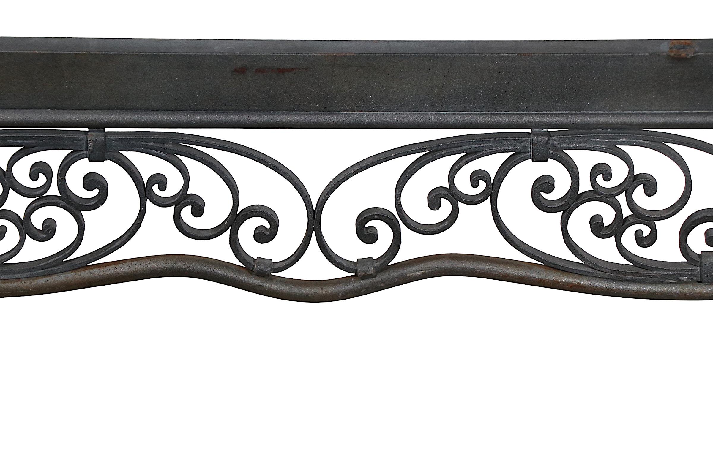 Ornate Wrought Iron Garden Patio Poolside Dining Table by Lee Woodard, c 1940's For Sale 3