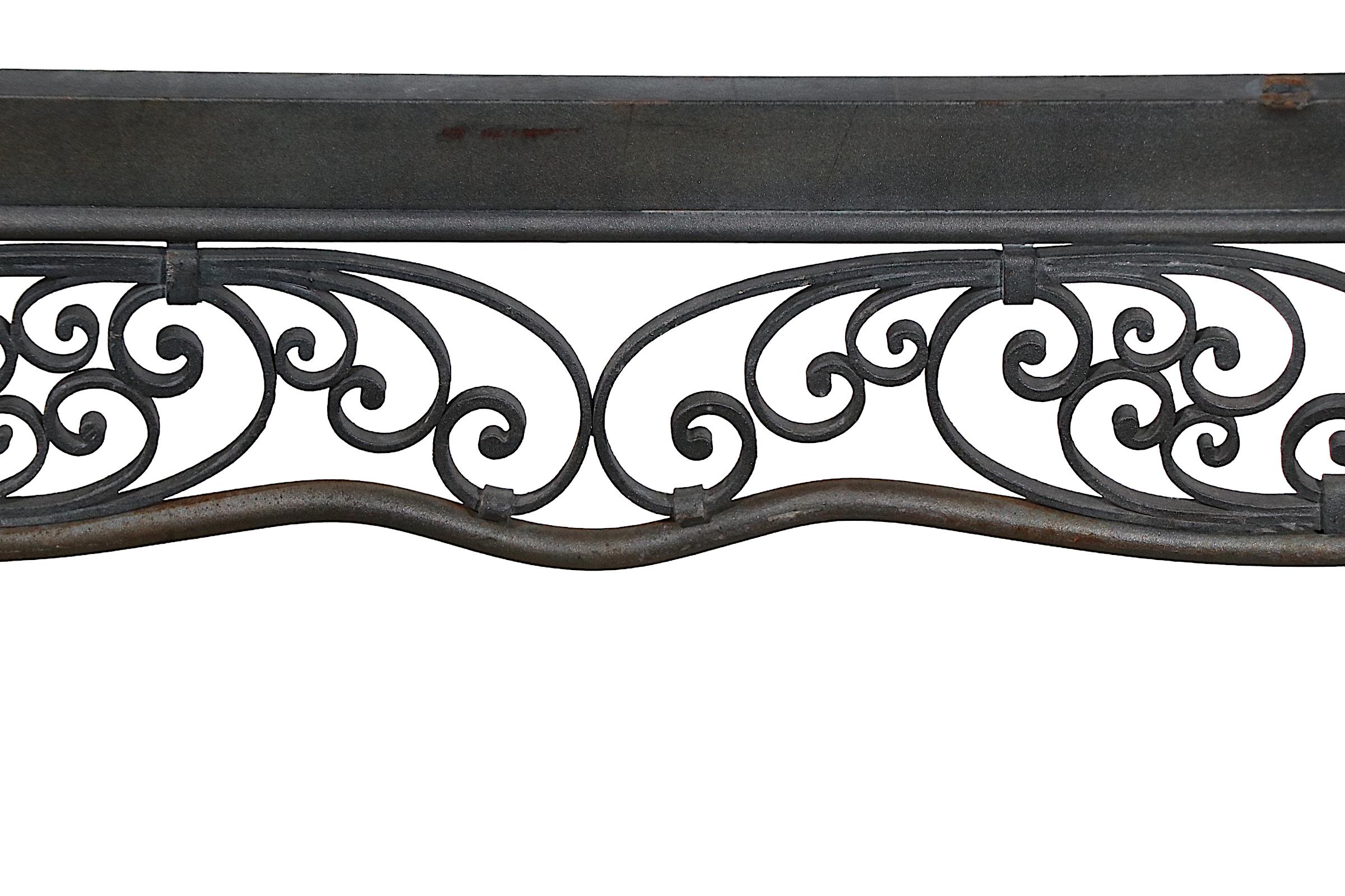 Ornate Wrought Iron Garden Patio Poolside Dining Table by Lee Woodard, c 1940's For Sale 2