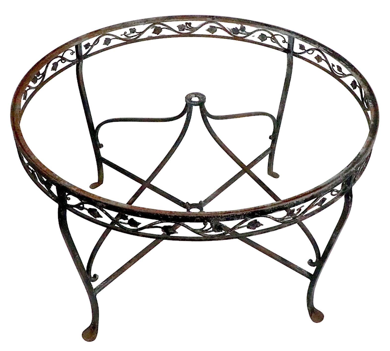 Ornate Wrought Iron Patio Garden Table Att. to Salterini For Sale 3