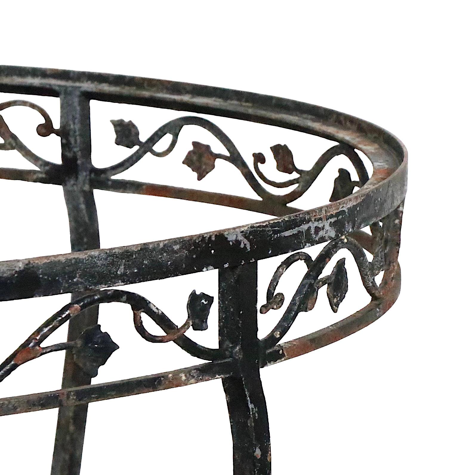 Ornate Wrought Iron Patio Garden Table Att. to Salterini For Sale 6
