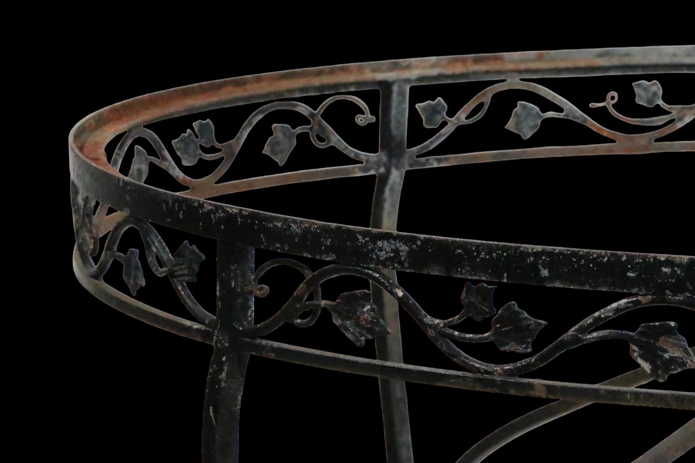 Ornate Wrought Iron Patio Garden Table Att. to Salterini For Sale 8