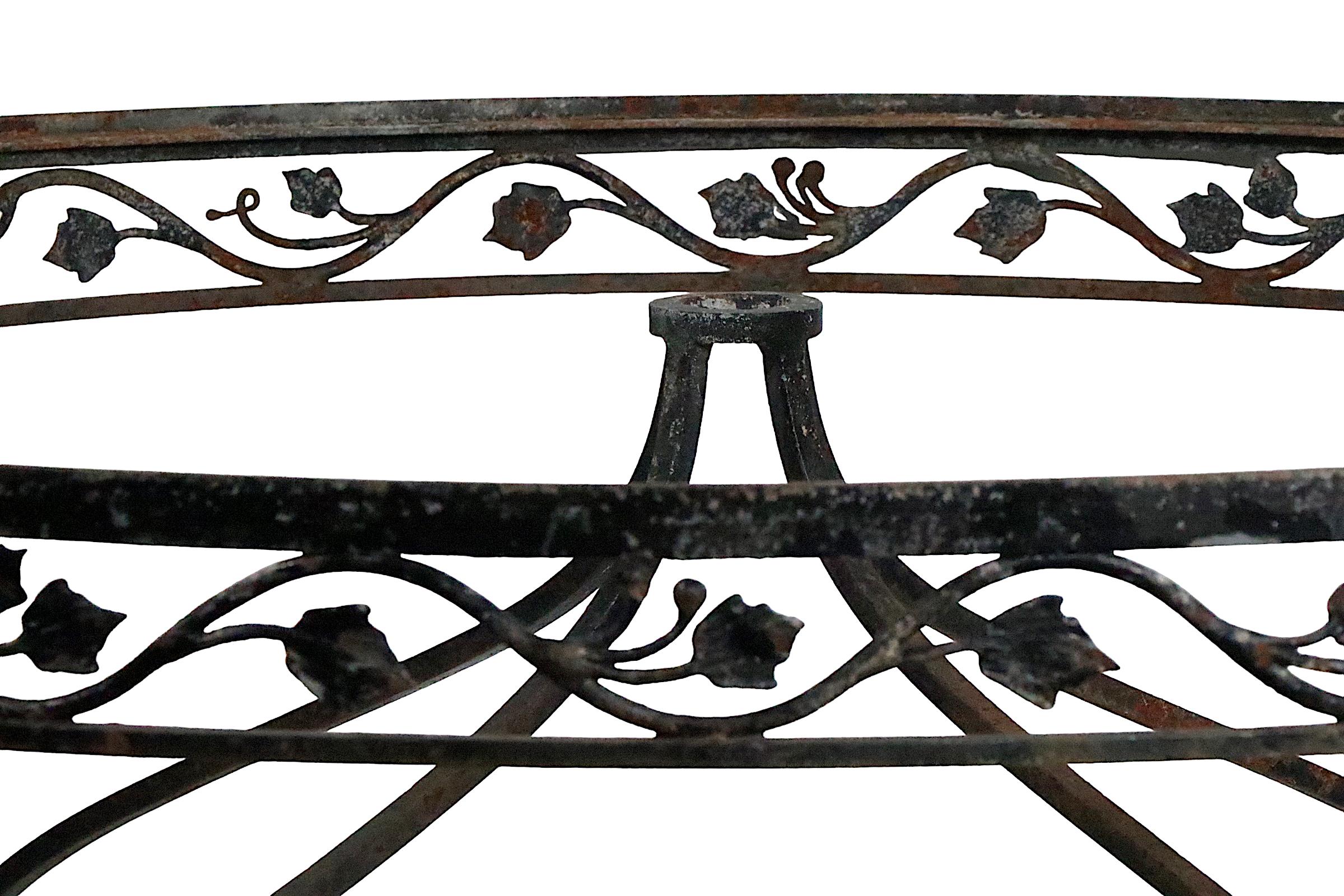 Ornate Wrought Iron Patio Garden Table Att. to Salterini For Sale 9
