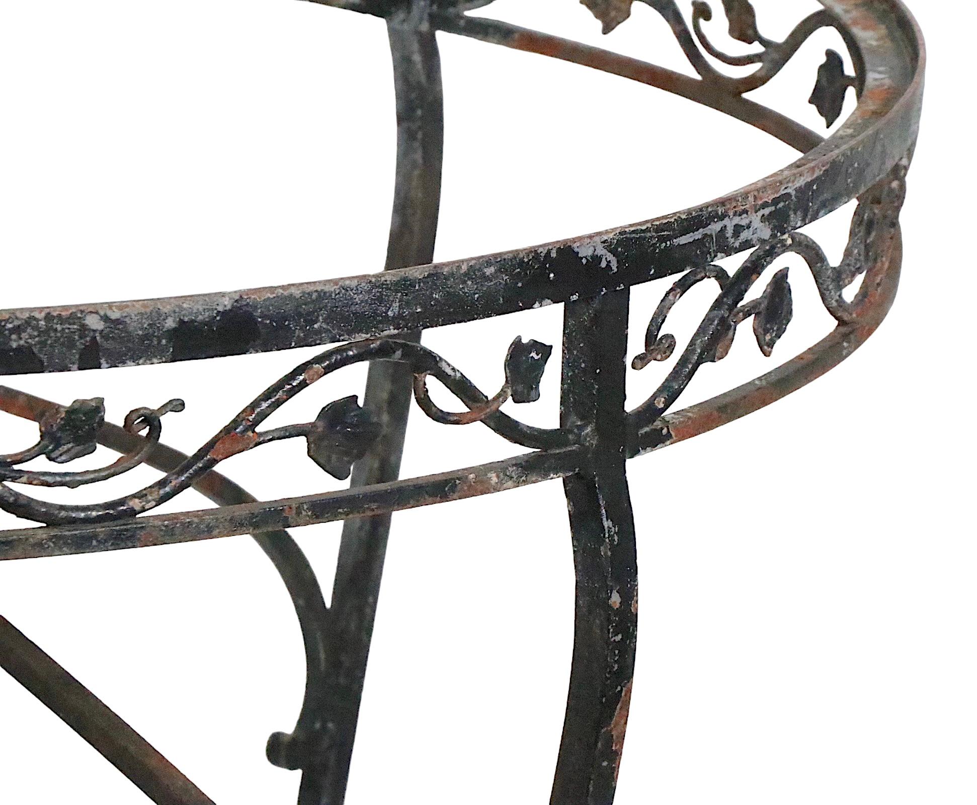 Ornate Wrought Iron Patio Garden Table Att. to Salterini For Sale 10