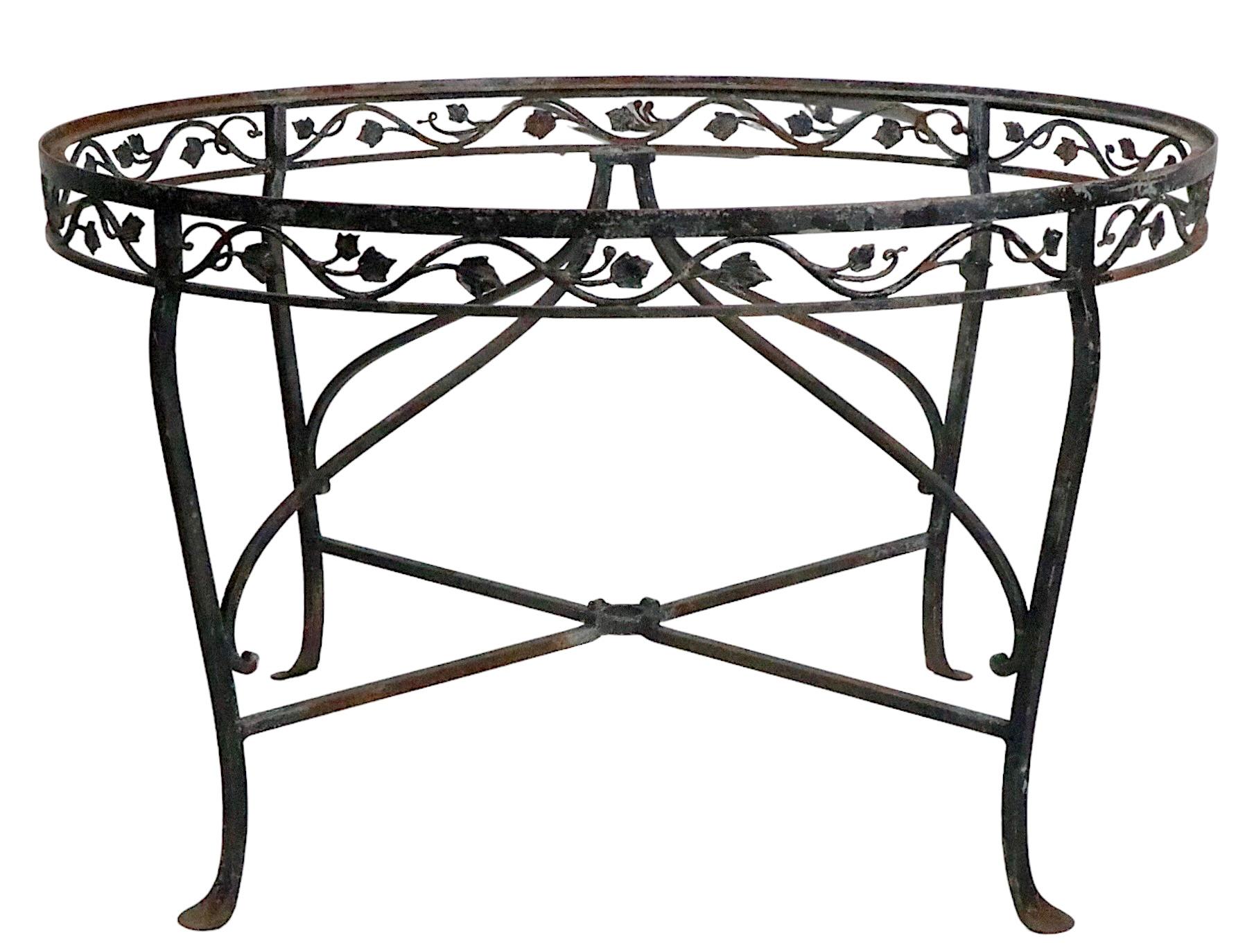 Ornate Wrought Iron Patio Garden Table Att. to Salterini For Sale 12