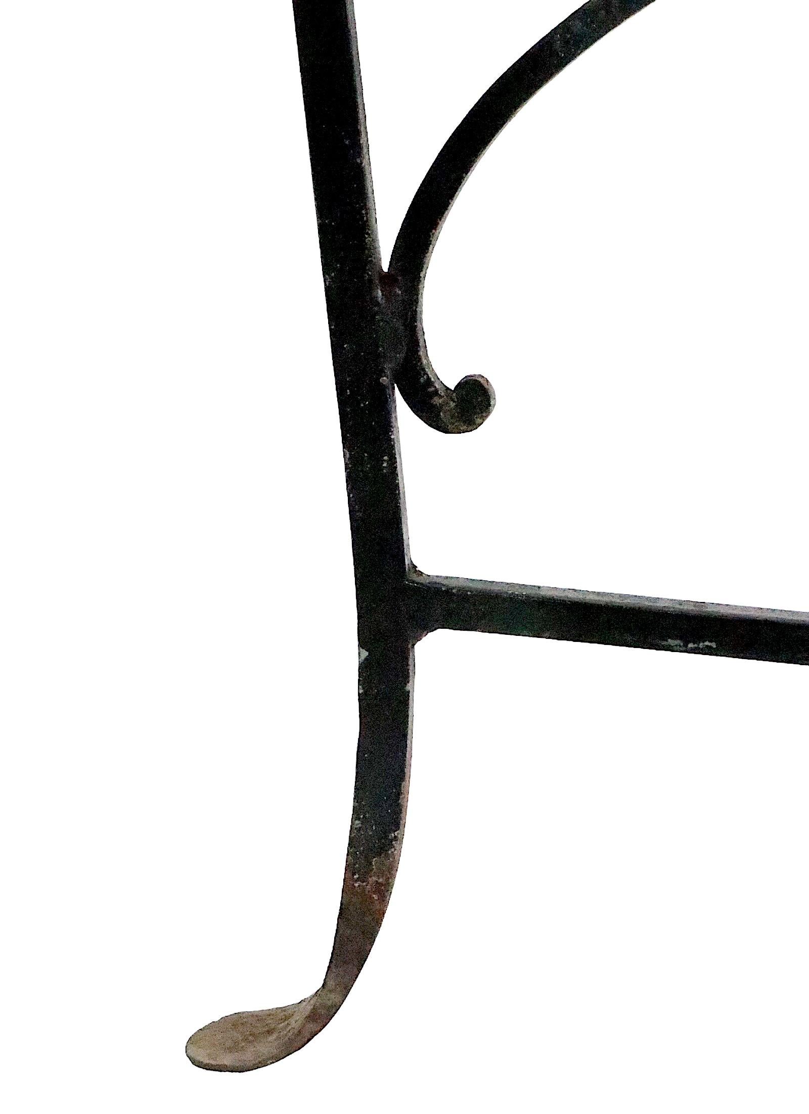 Ornate Wrought Iron Patio Garden Table Att. to Salterini In Good Condition For Sale In New York, NY