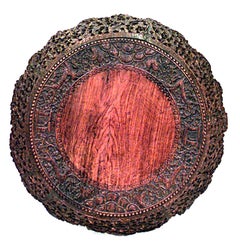 Asian Burmese Walnut End Table