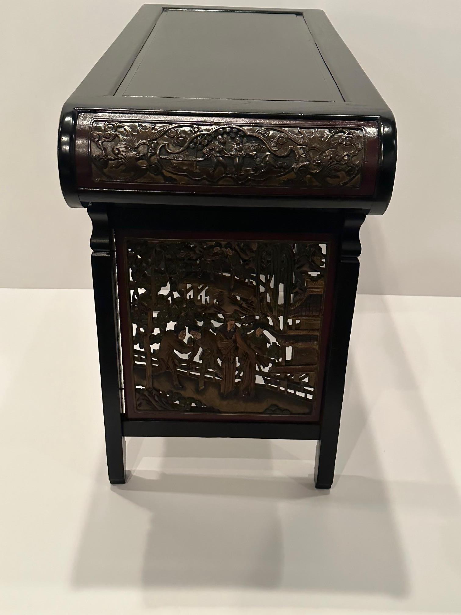 Ornately Carved Antique Ebonized Chinese Center Table 5