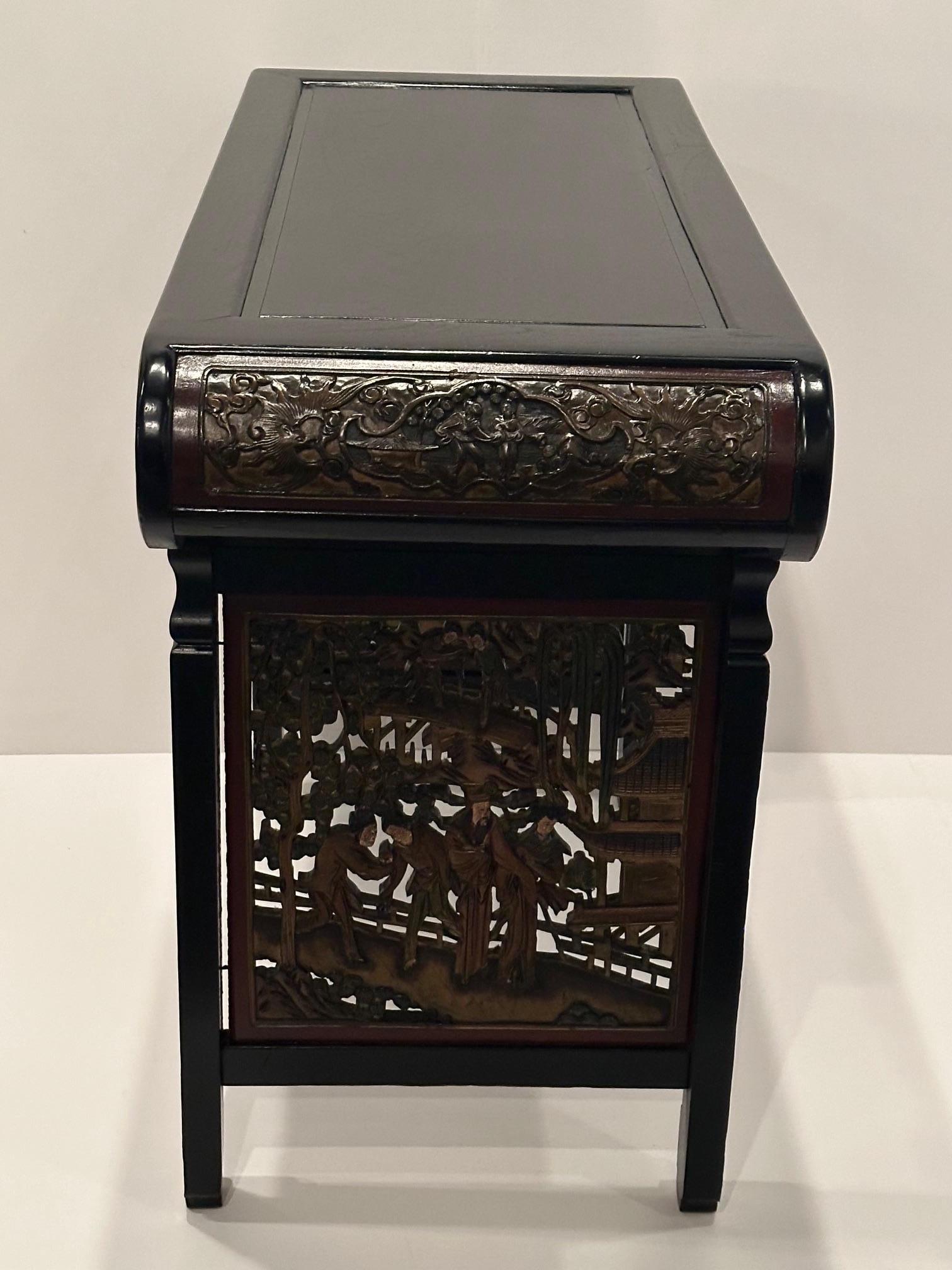 Ornately Carved Antique Ebonized Chinese Center Table 8