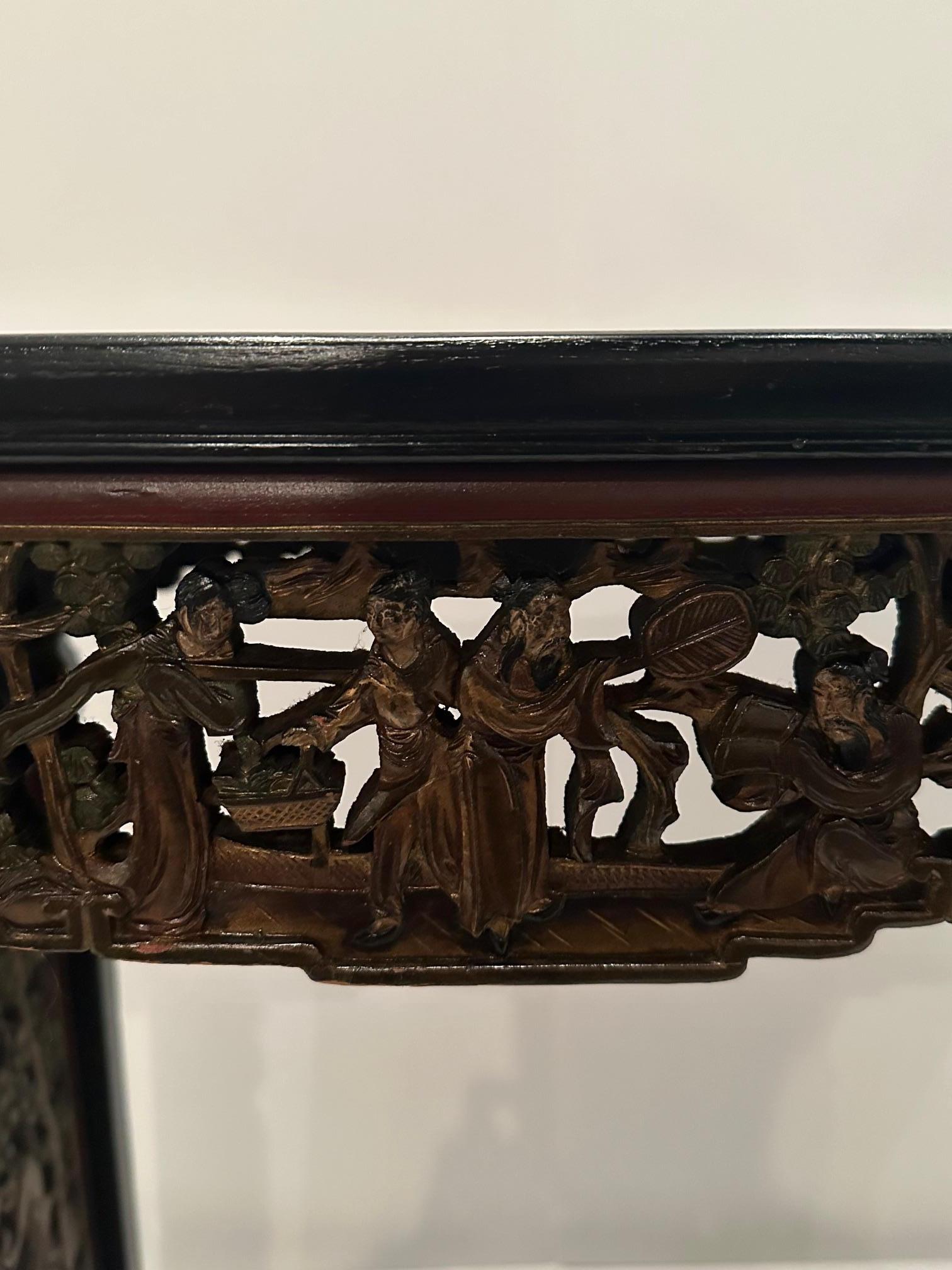 Ornately Carved Antique Ebonized Chinese Center Table 12