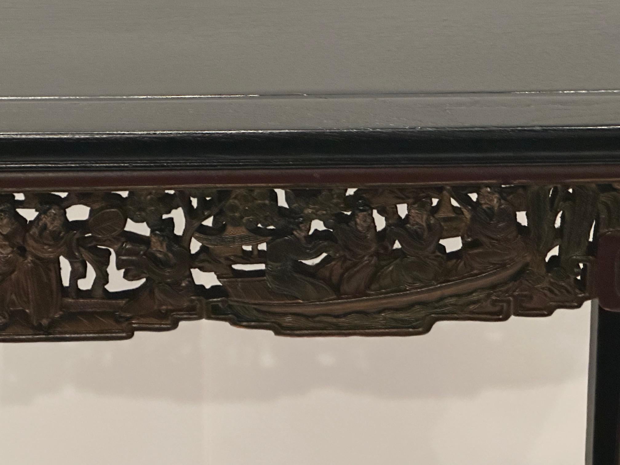 Ornately Carved Antique Ebonized Chinese Center Table 13