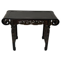 Ornately Carved Antique Ebonized Chinese Center Table