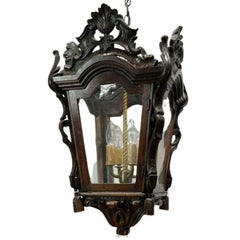 Ornately Carved Four Light Wood Lantern