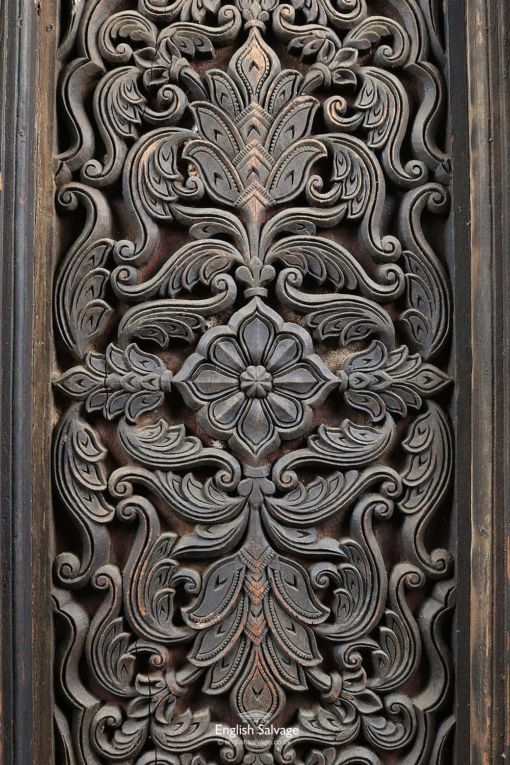 Ornately Carved Indian Hardwood Panel, 20th Century For Sale 1