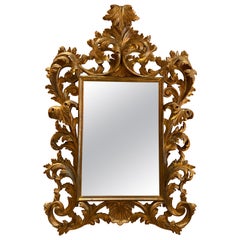 Ornately Carved Italian Gold Gilt Mirror, circa 1890