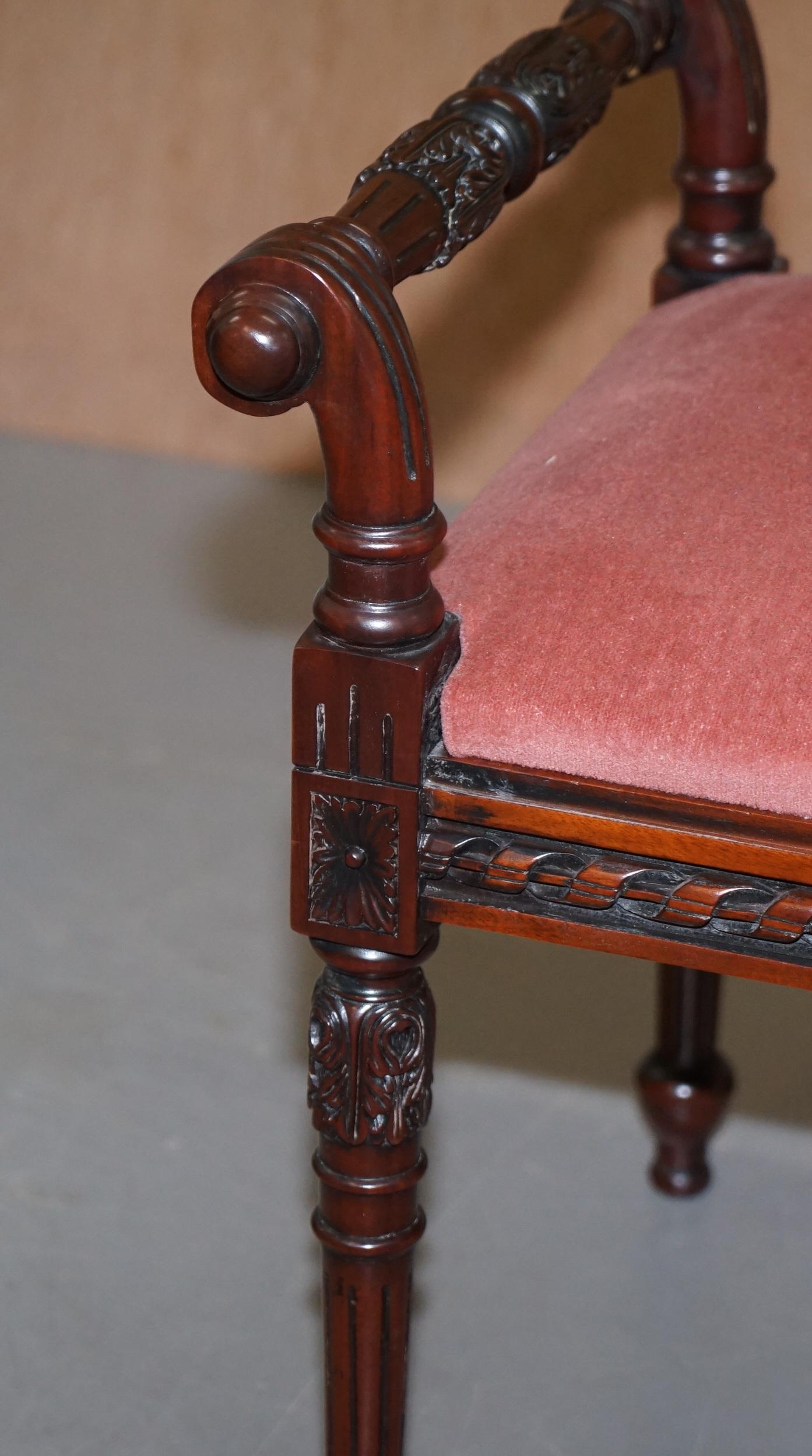 20th Century Ornately Carved Hardwood Vintage Regency Style Piano Stool Dressing Table Bench