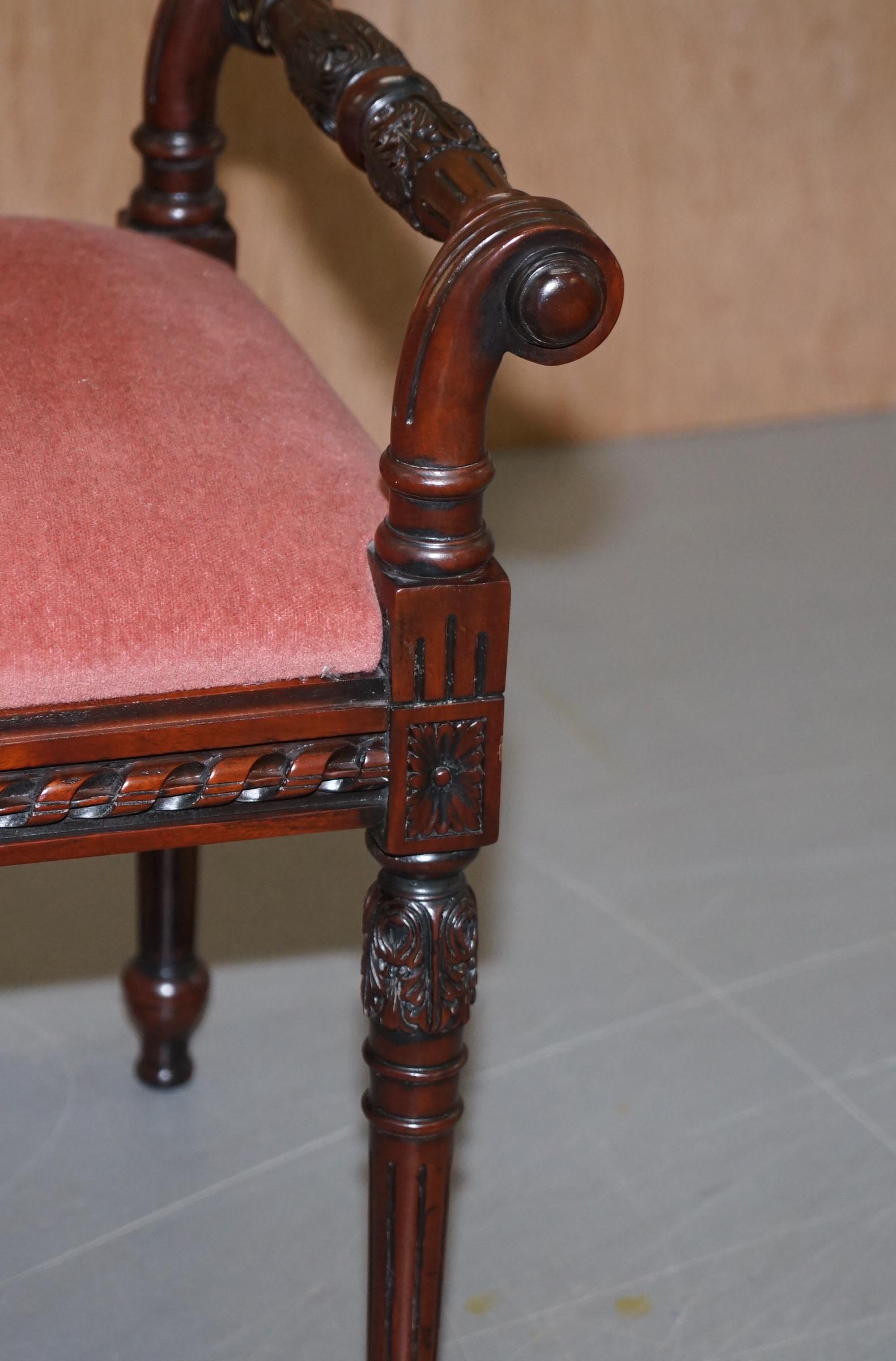 Ornately Carved Hardwood Vintage Regency Style Piano Stool Dressing Table Bench 2