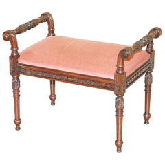 Ornately Carved Hardwood Vintage Regency Style Piano Stool Dressing Table Bench