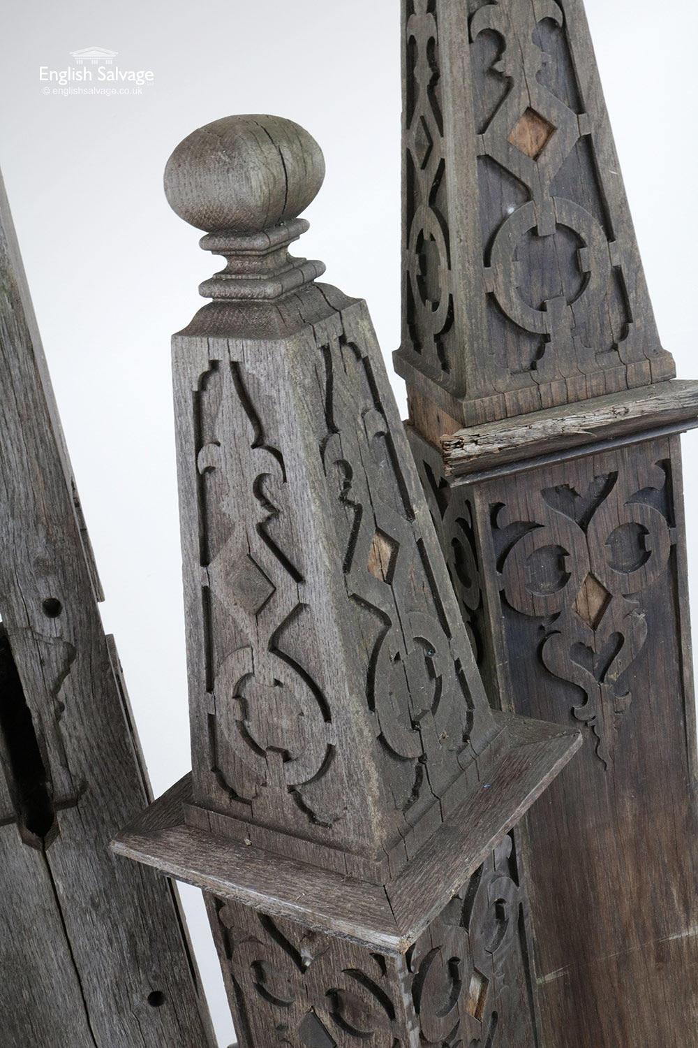 Ornately Carved Old Oak Stair Newel Posts, 20th Century For Sale 2