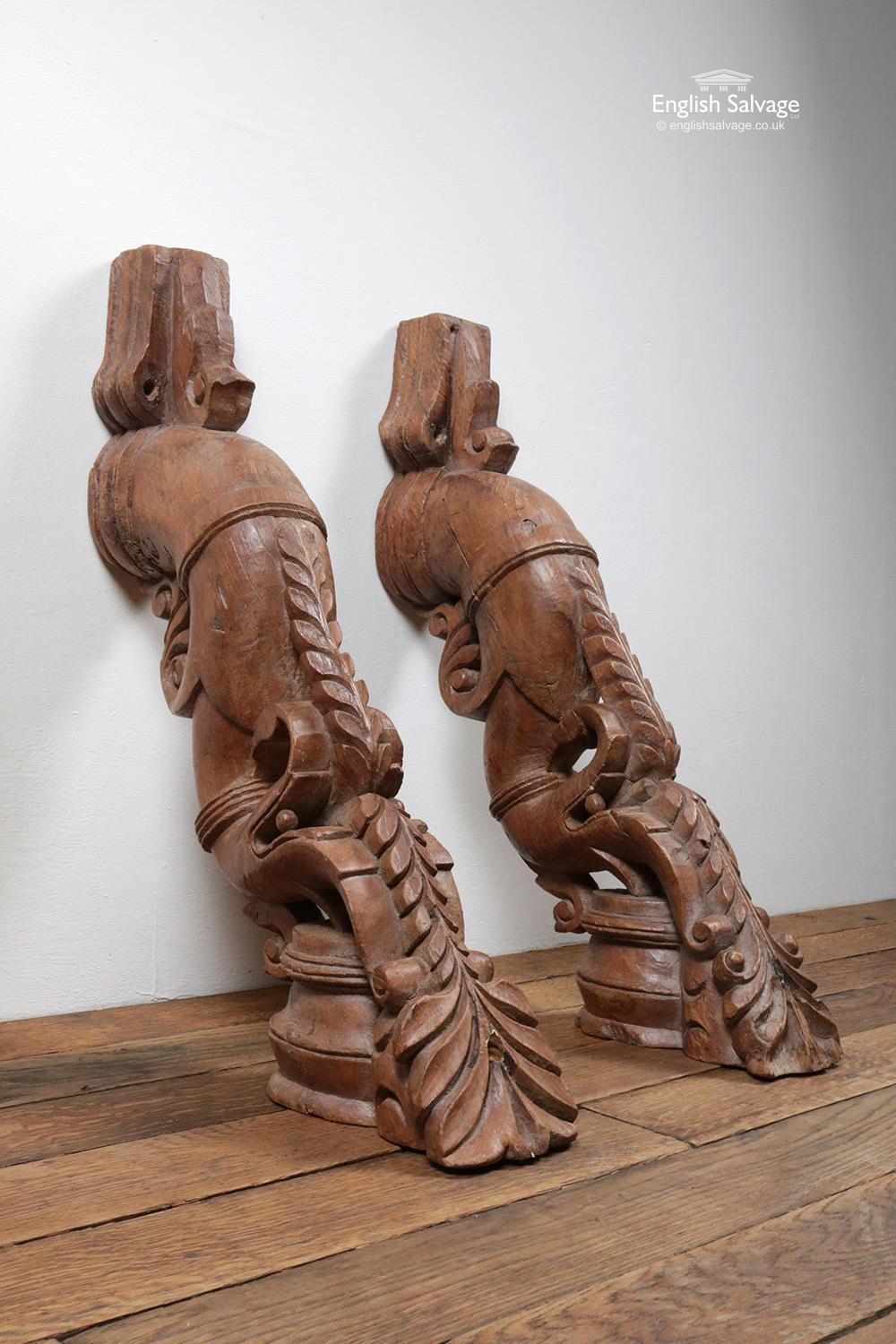 Asian Ornately Carved Teak Corbels, 20th Century For Sale