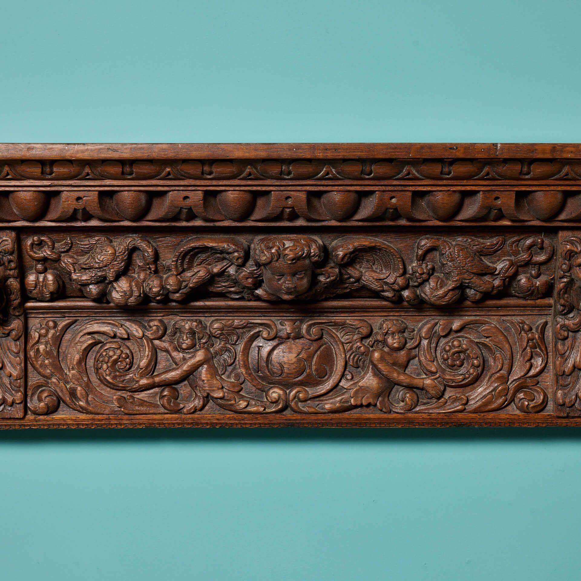English Ornately Carved Victorian Oak Fire Surround