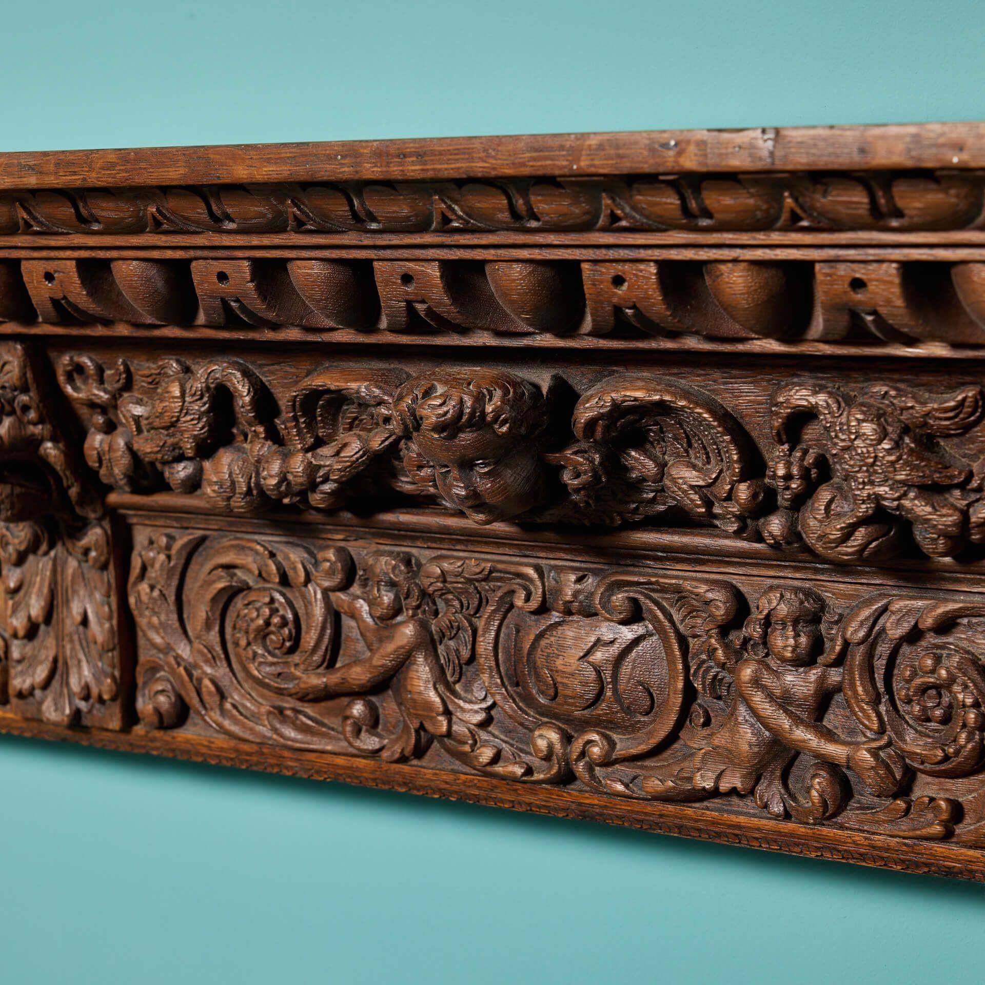 Ornately Carved Victorian Oak Fire Surround In Fair Condition In Wormelow, Herefordshire