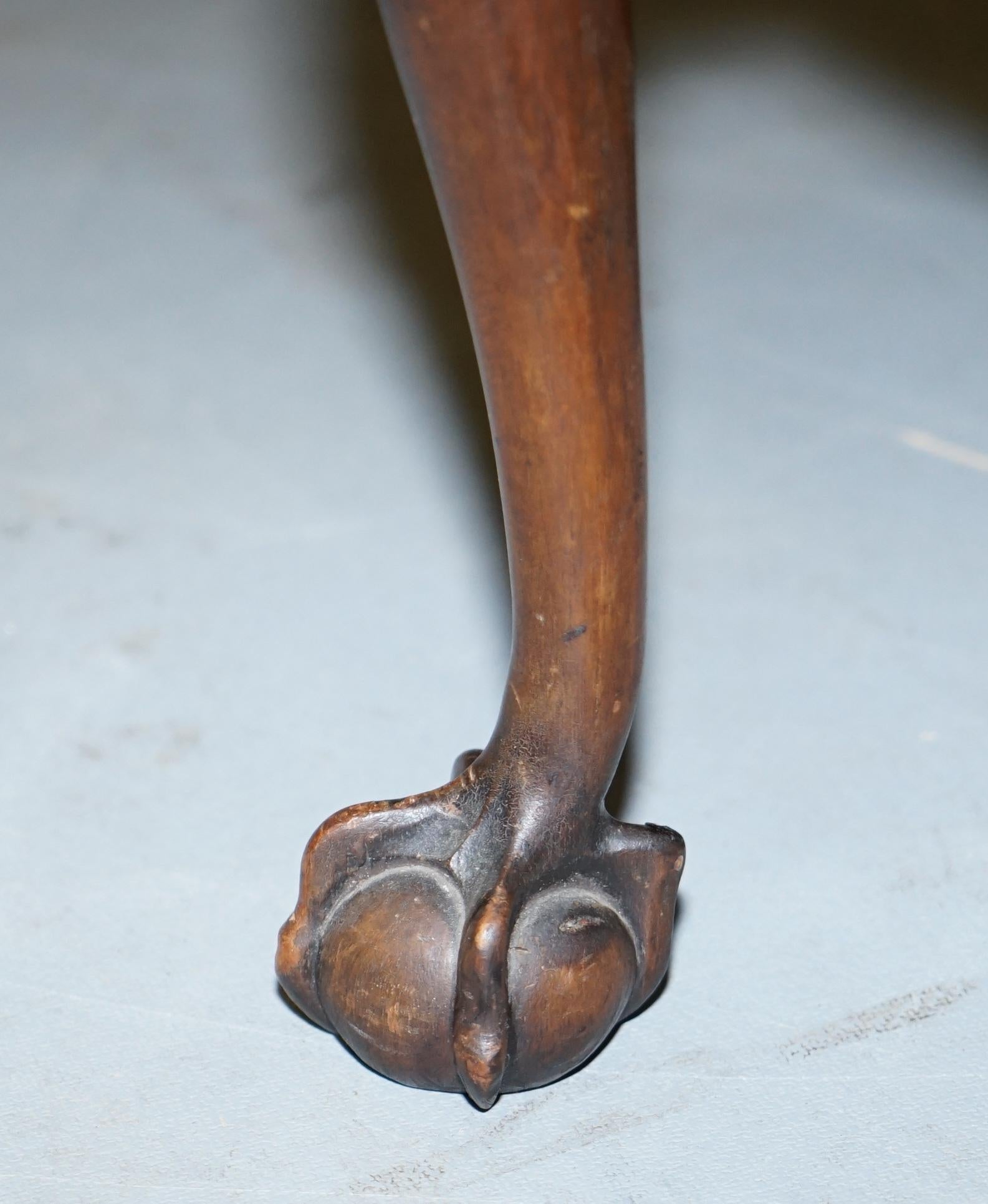 Ornately Carved Vintage Claw & Ball Coffee Table Pie Crust Edge Solid Walnut 4