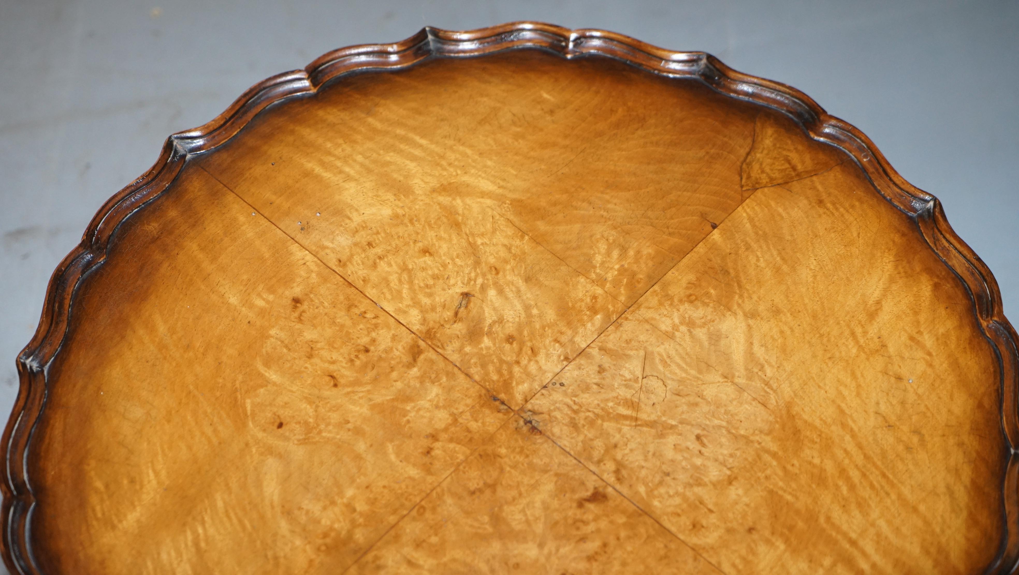 Hand-Crafted Ornately Carved Vintage Claw & Ball Coffee Table Pie Crust Edge Solid Walnut