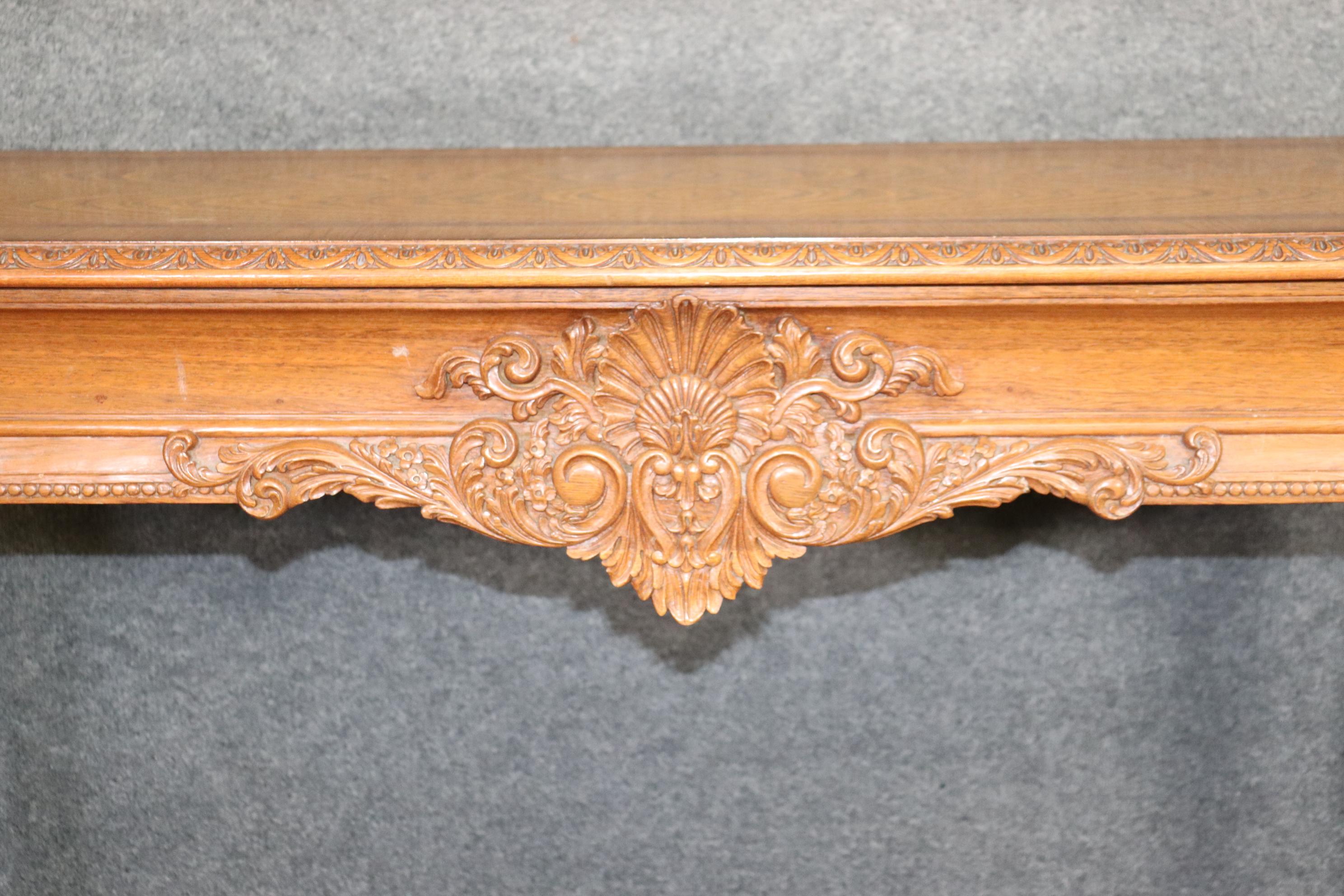 Ornately Carved Walnut Georgian Style Inlaid Server or Console Table For Sale 4