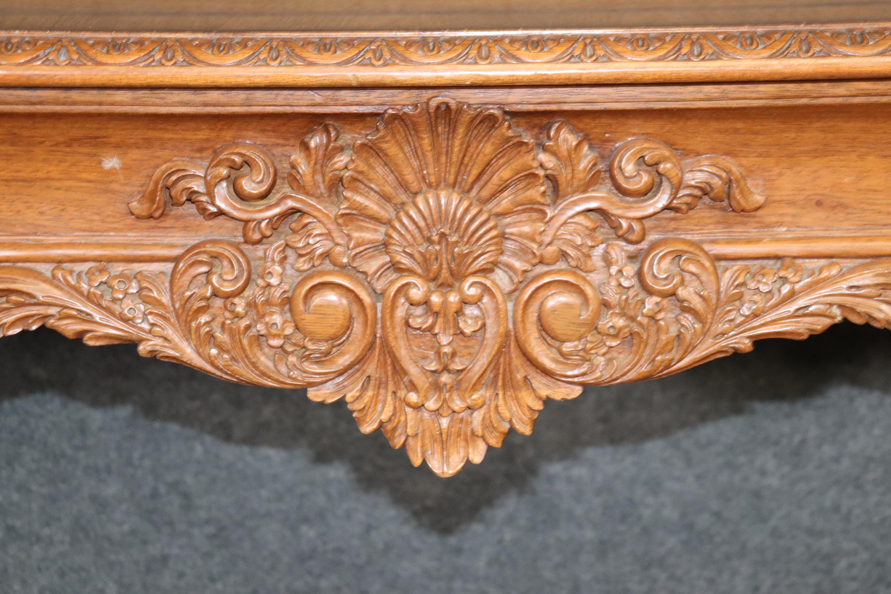 Ornately Carved Walnut Georgian Style Inlaid Server or Console Table For Sale 5