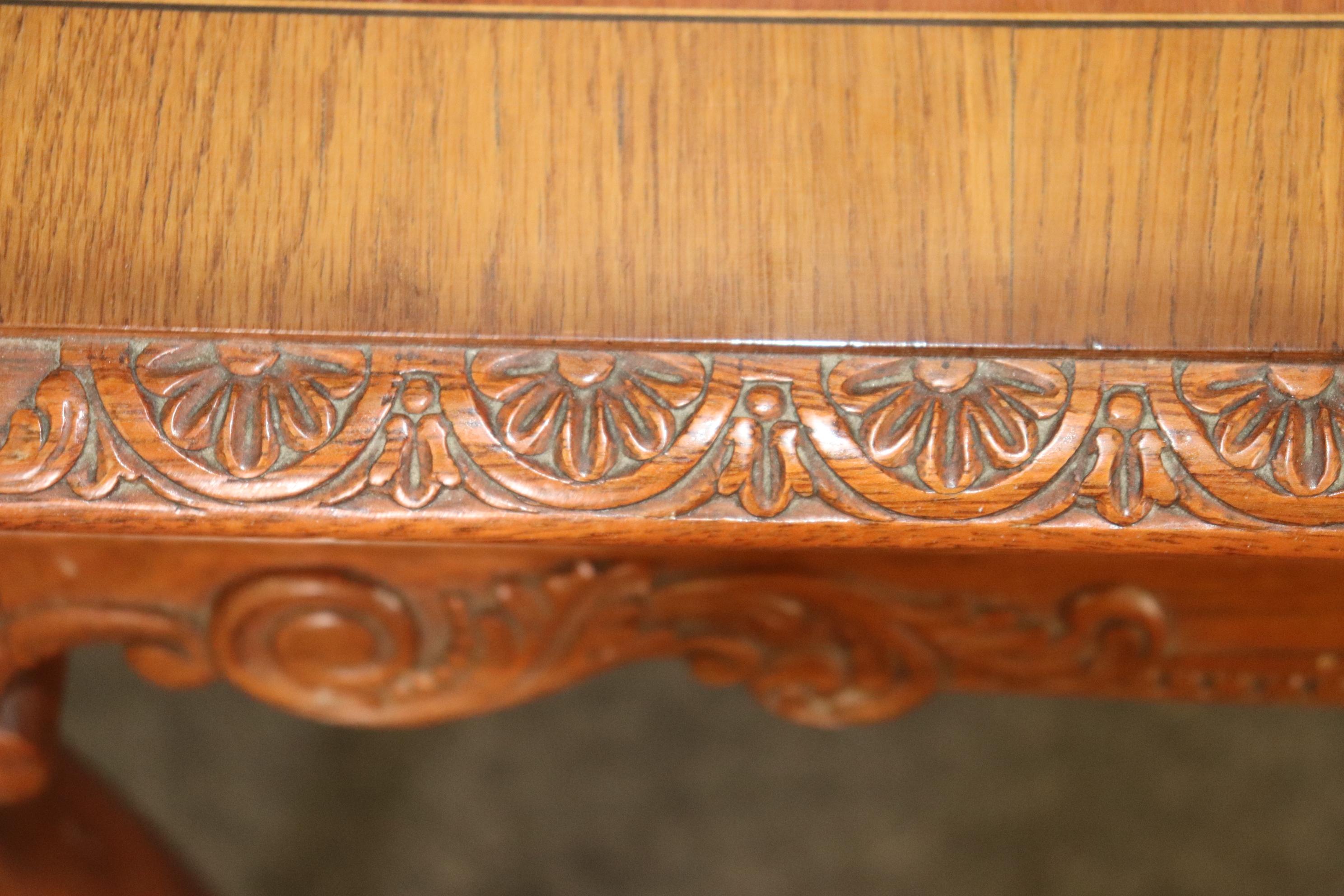Ornately Carved Walnut Georgian Style Inlaid Server or Console Table For Sale 6