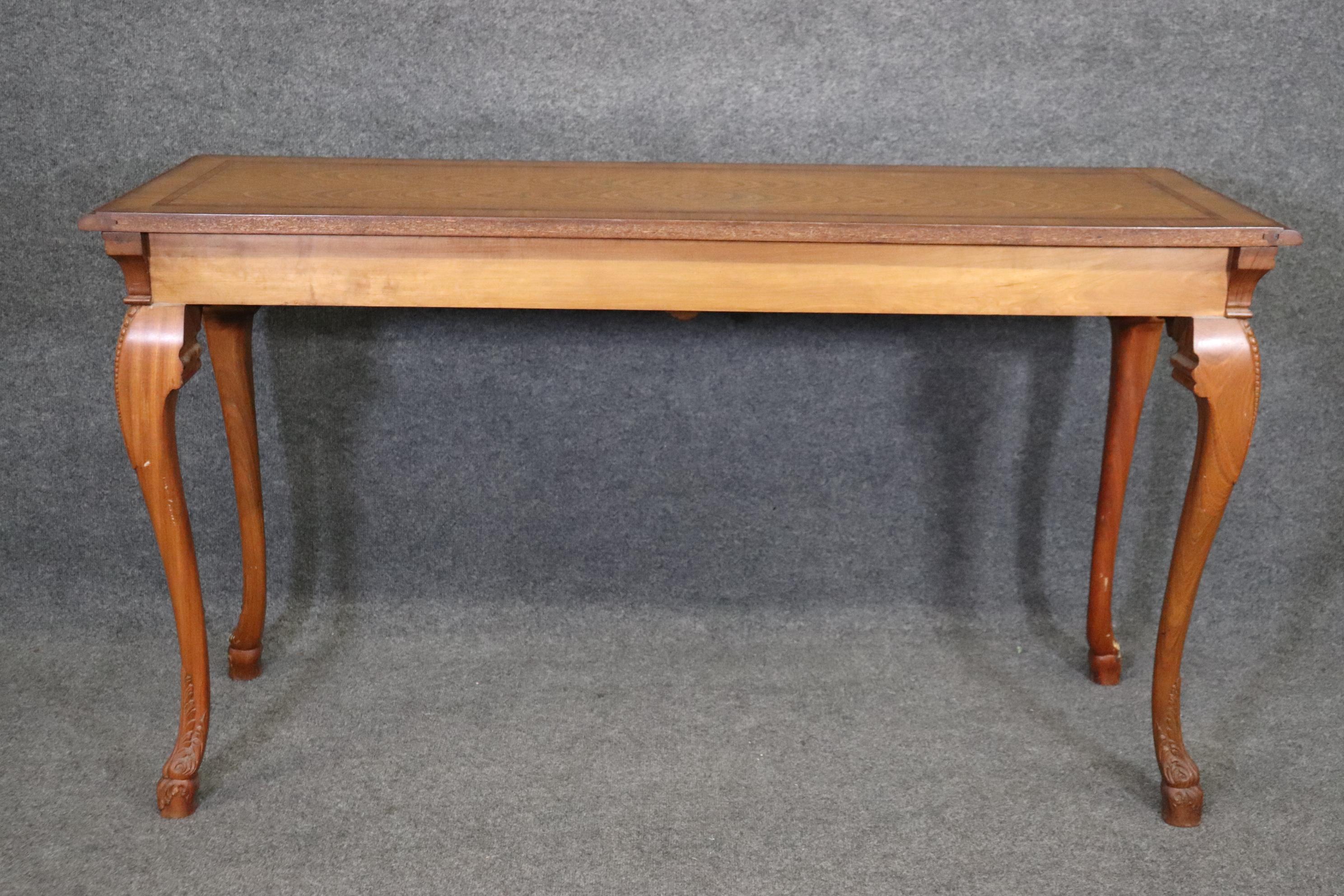 Late 20th Century Ornately Carved Walnut Georgian Style Inlaid Server or Console Table For Sale