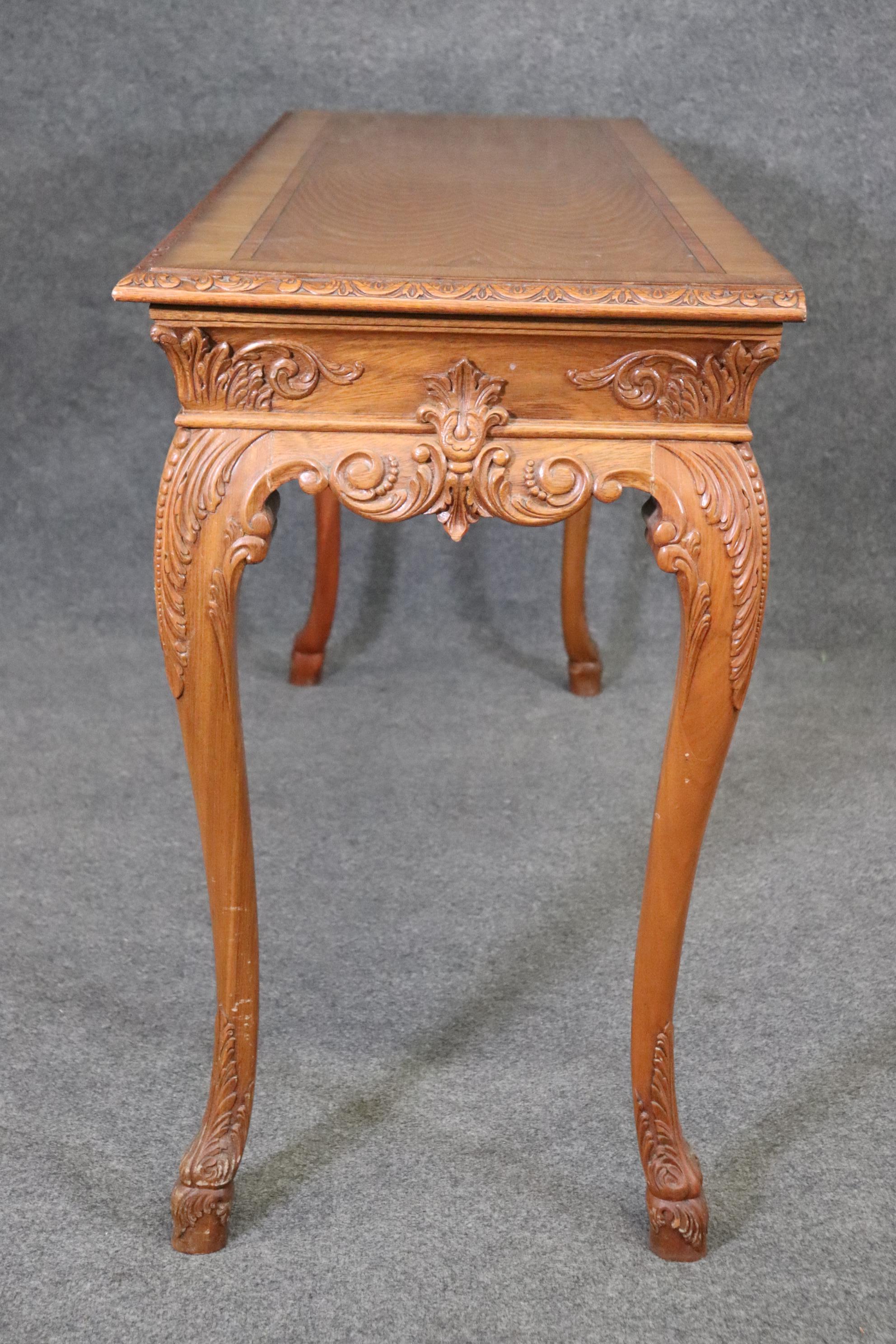 Ornately Carved Walnut Georgian Style Inlaid Server or Console Table For Sale 1
