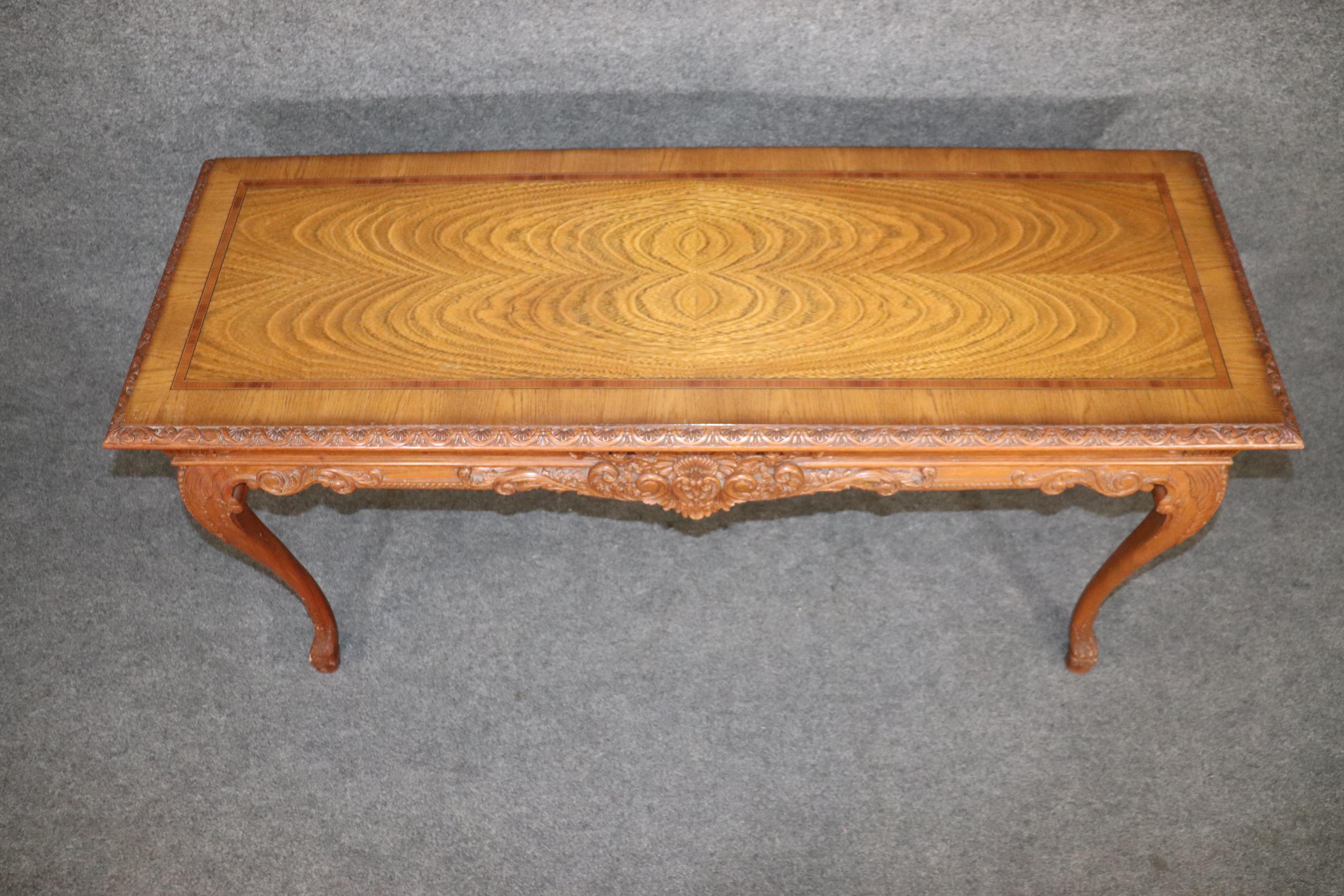 Ornately Carved Walnut Georgian Style Inlaid Server or Console Table For Sale 2