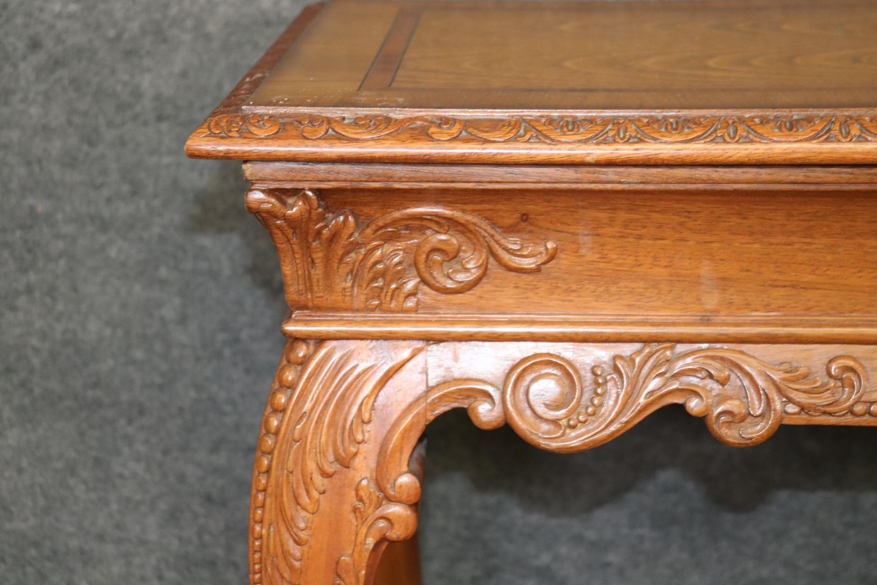 Ornately Carved Walnut Georgian Style Inlaid Server or Console Table For Sale 3