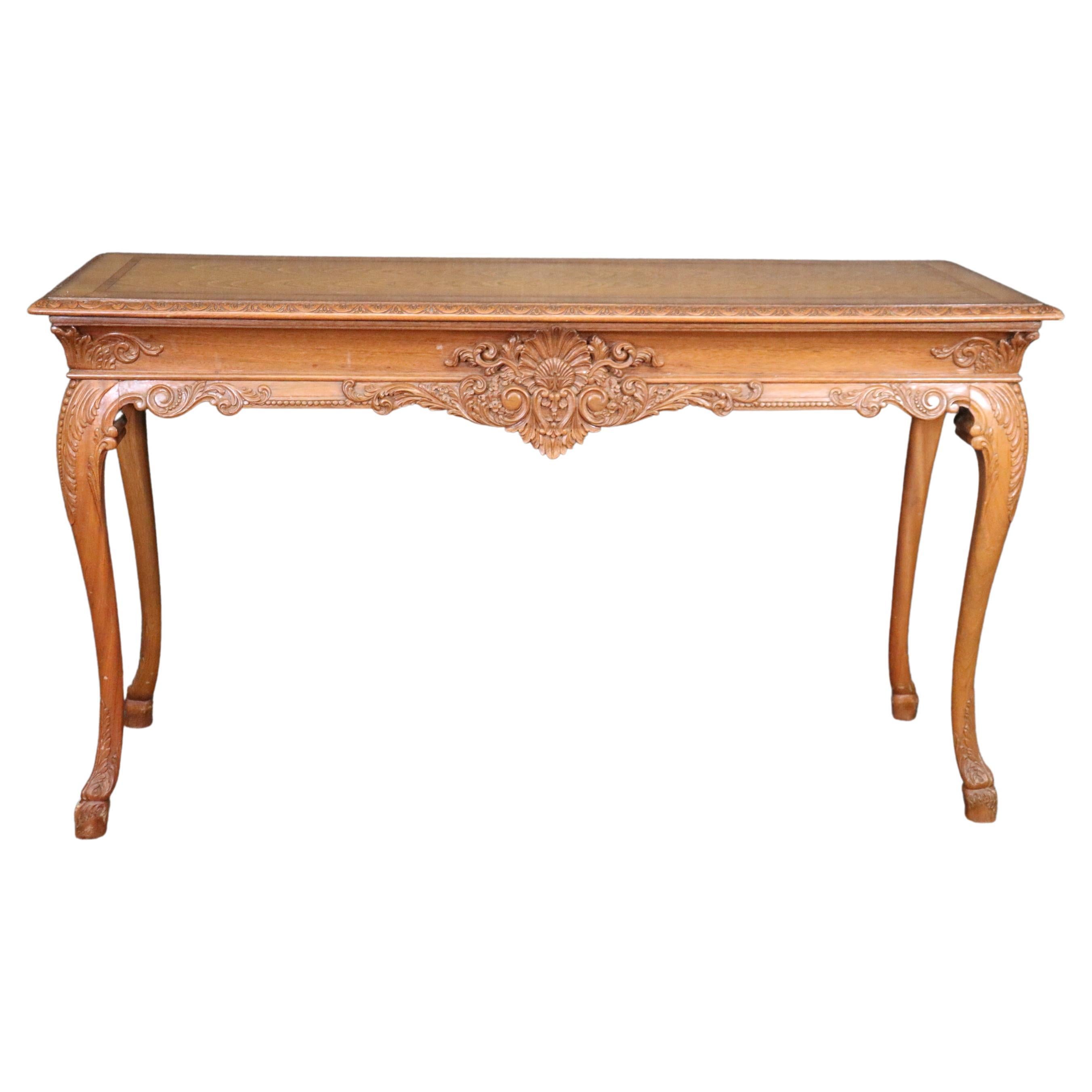 Ornately Carved Walnut Georgian Style Inlaid Server or Console Table For Sale