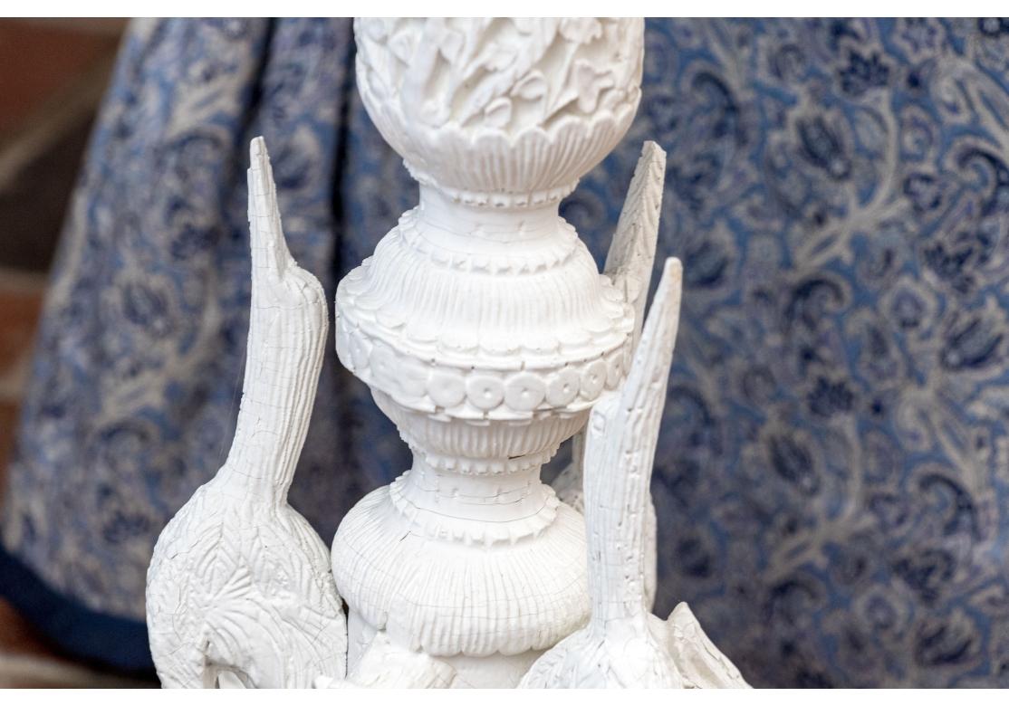 Ornately Cast Resin India Paint Decorated Pedestal Accent Table For Sale 7