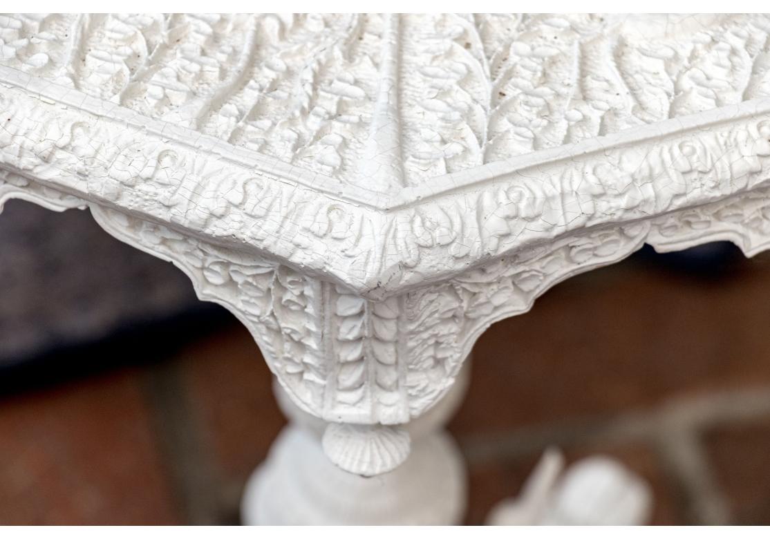 Ornately Cast Resin India Paint Decorated Pedestal Accent Table For Sale 9