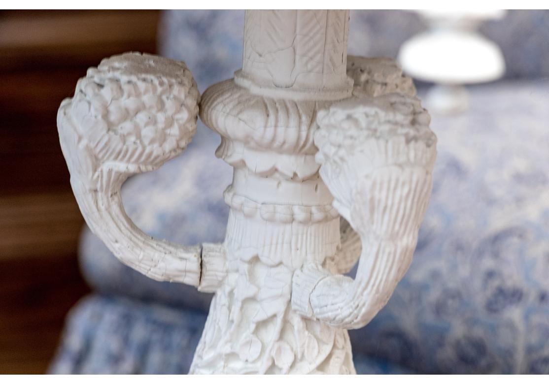 Ornately Cast Resin India Paint Decorated Pedestal Accent Table For Sale 11
