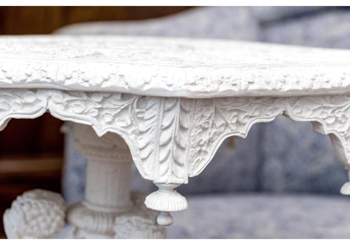Ornately Cast Resin India Paint Decorated Pedestal Accent Table For Sale 13