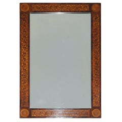 ORNATELY DECORATED ANTiQUE DUTCH MARQUETRY INLAY WALL MIRROR SUBLIME DETAILINGS
