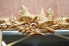 Ornately Decorated Wedding Mirror Depicting Two Turtle Doves Kissing Gilt Decor