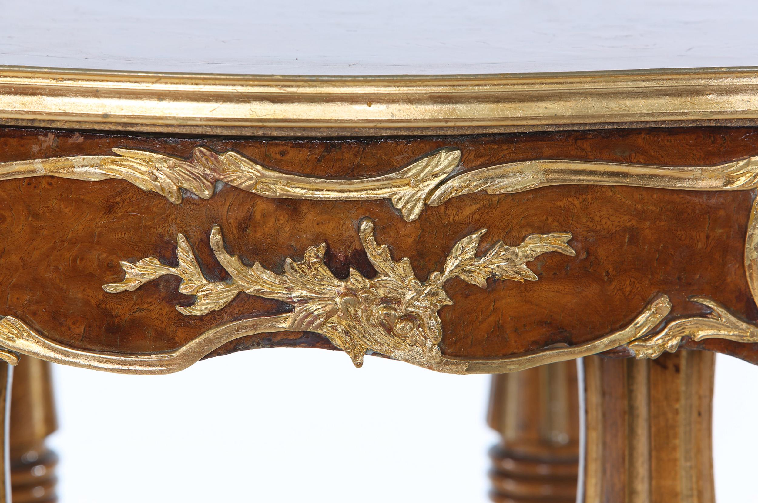 Ornately Gilt Bronze Mounted / Fruitwood Pedestal Table For Sale 1