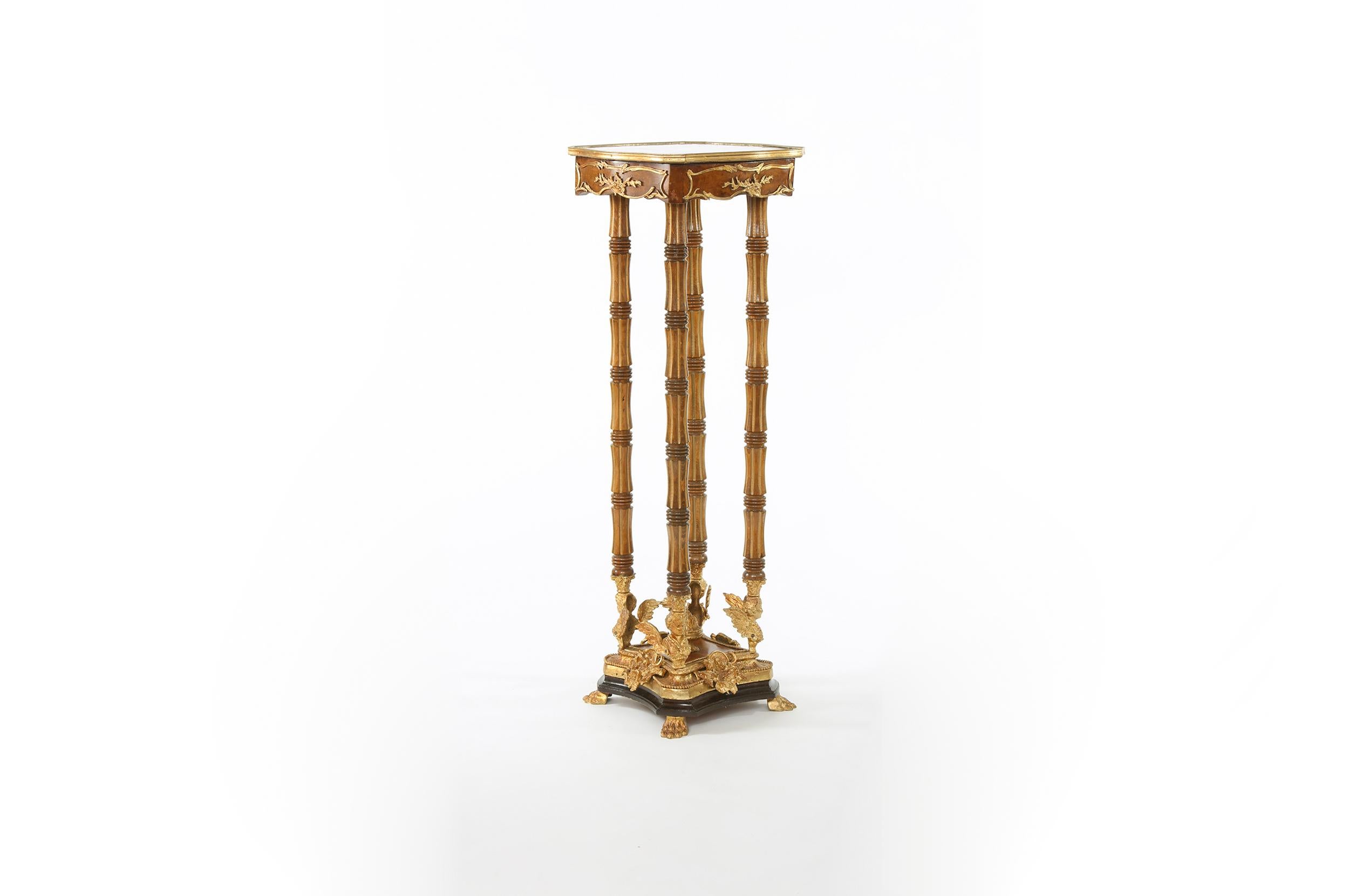 Ornately Gilt Bronze Mounted / Fruitwood Pedestal Table For Sale 3