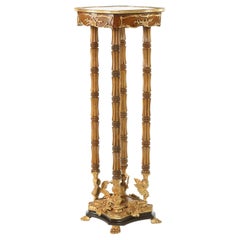 Antique Ornately Gilt Bronze Mounted / Fruitwood Pedestal Table